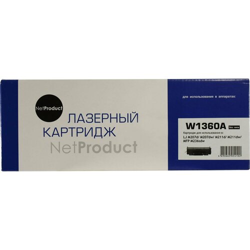 Картридж NetProduct (N-W1360A) для HP LaserJet M209/M211/MFP M233/M234/M236, 1,15K без чипа