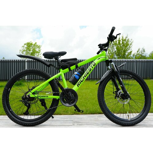 Велосипед горный Richiesto 24 алюминиевый Подростковый детский Унисекс ярко зеленый матовый 24500₽
