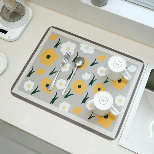 Нано коврик для сушки посуды, овощей и фруктов, влаговпитывающий, быстросохнущий. 40/30 см