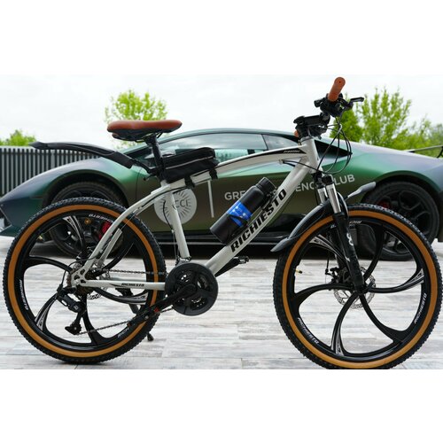 Велосипед горный RICHIESTO 24 колёса Алюминиевые кованные литые диски Спортивный серебристый 26500₽