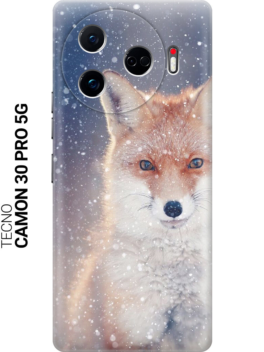 Силиконовый чехол на Tecno Camon 30 Pro 5g с принтом "Лисица в снегопад"