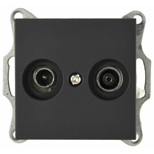 Jasmart G Черный матовый Розетка TV+FM проходная G6205PB (10 шт.)
