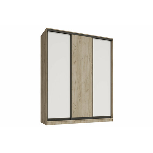 Шкаф-купе Модена 3 160-45-220 Дуб крафт серый и Белый профиль коньяк наполнение белье/платье