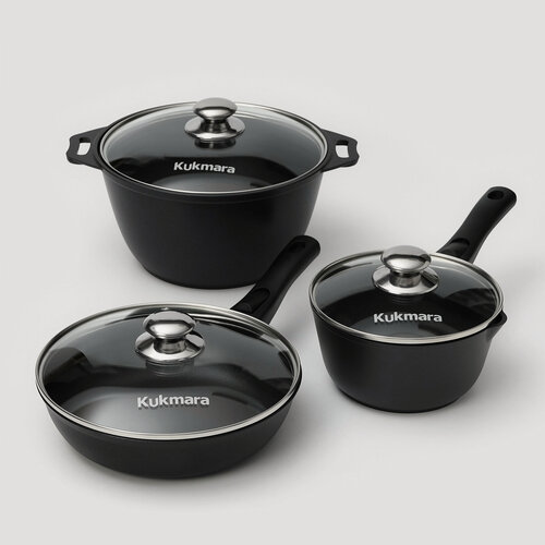 Изображение товара Набор кухонной посуды KUKMARA «Традиция №1», антипригарное покрытие, чёрный
