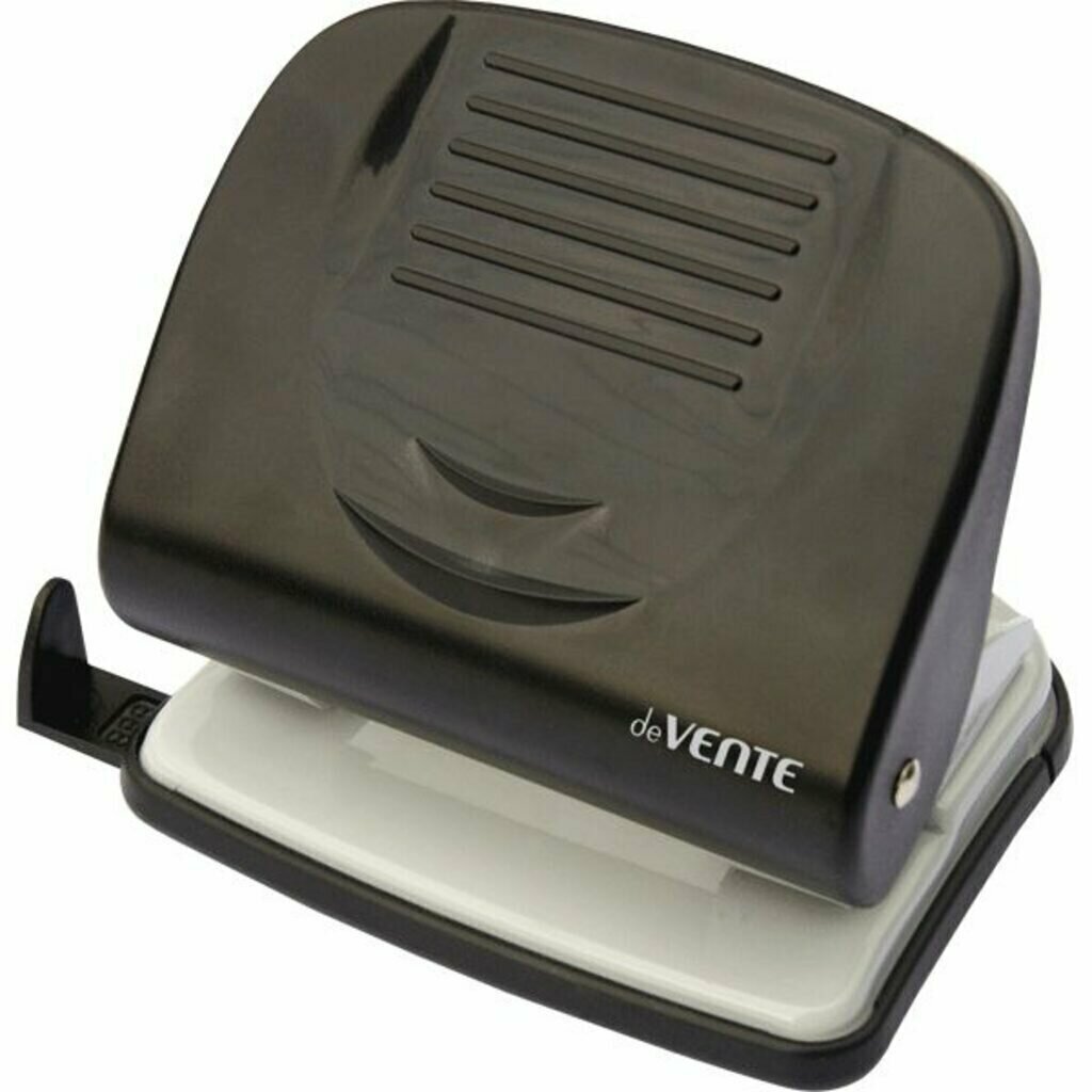 Дырокол deVENTE 30 лист, пластик, линейка, черный