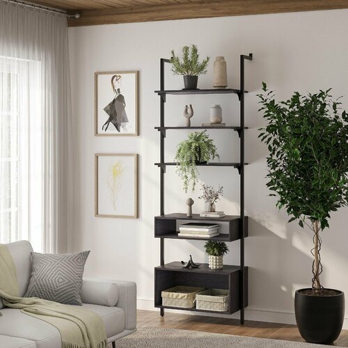 Дизайнерский Стеллаж Лофт GARDENA 7 полок (220х68х39см) Дуб Ниагара