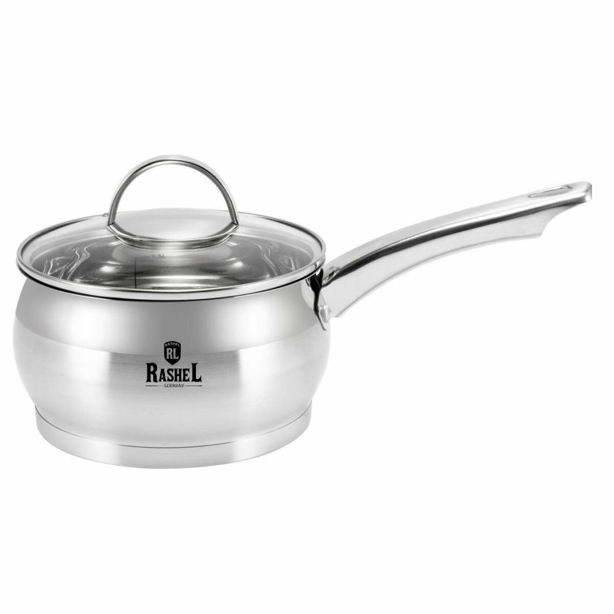Ковшик кухонный с крышкой 2,1л 16см сотейник индукционный из нержавеющей стали Rashel Катрин R-10/21А