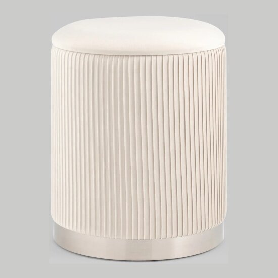 Пуф Stool Group Шарлотта с ящиком, серебро, велюр бежевый