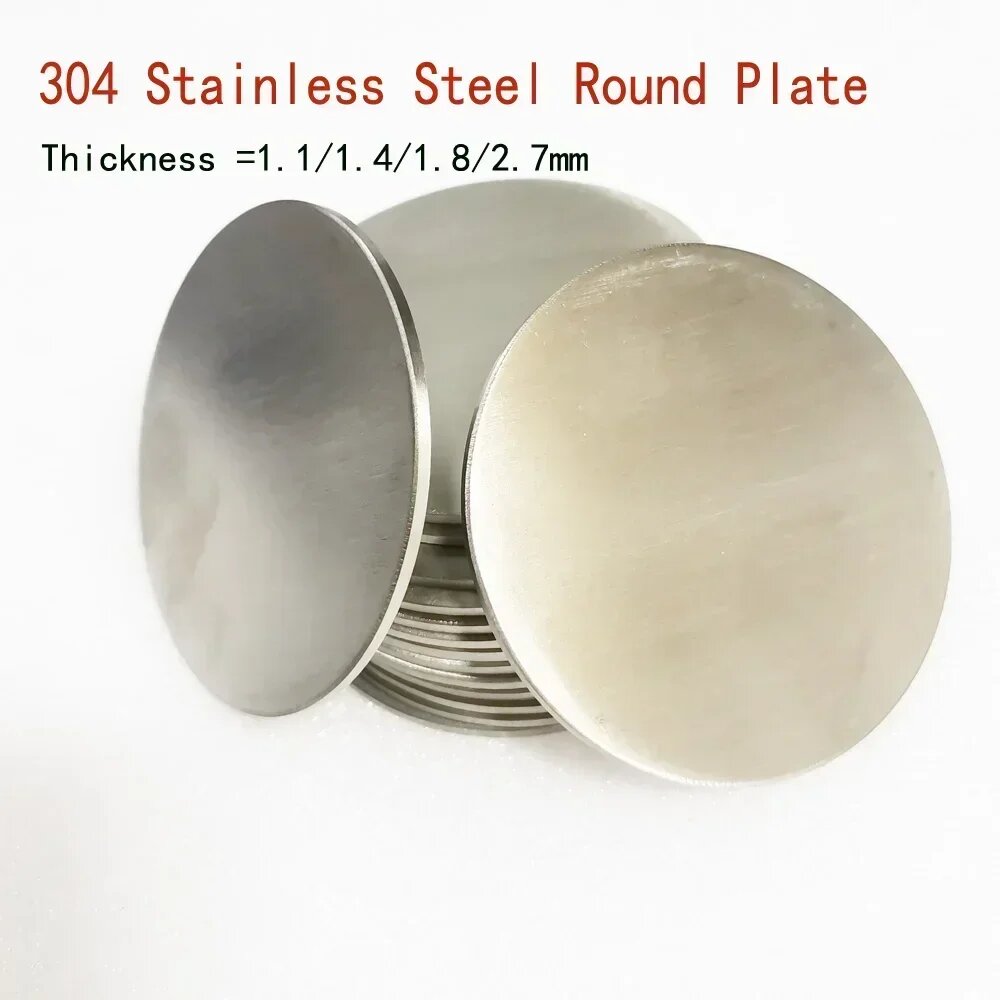 Круглая пластина из нержавеющей стали 304 8-80 мм, Diameter 8mm-10Pcs, Thickness 2.7mm