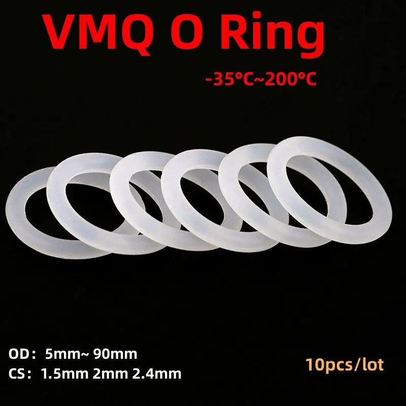 Набор из 10 силиконовых колец VMQ для уплотнения, OD 9mm, CS 2.0mm