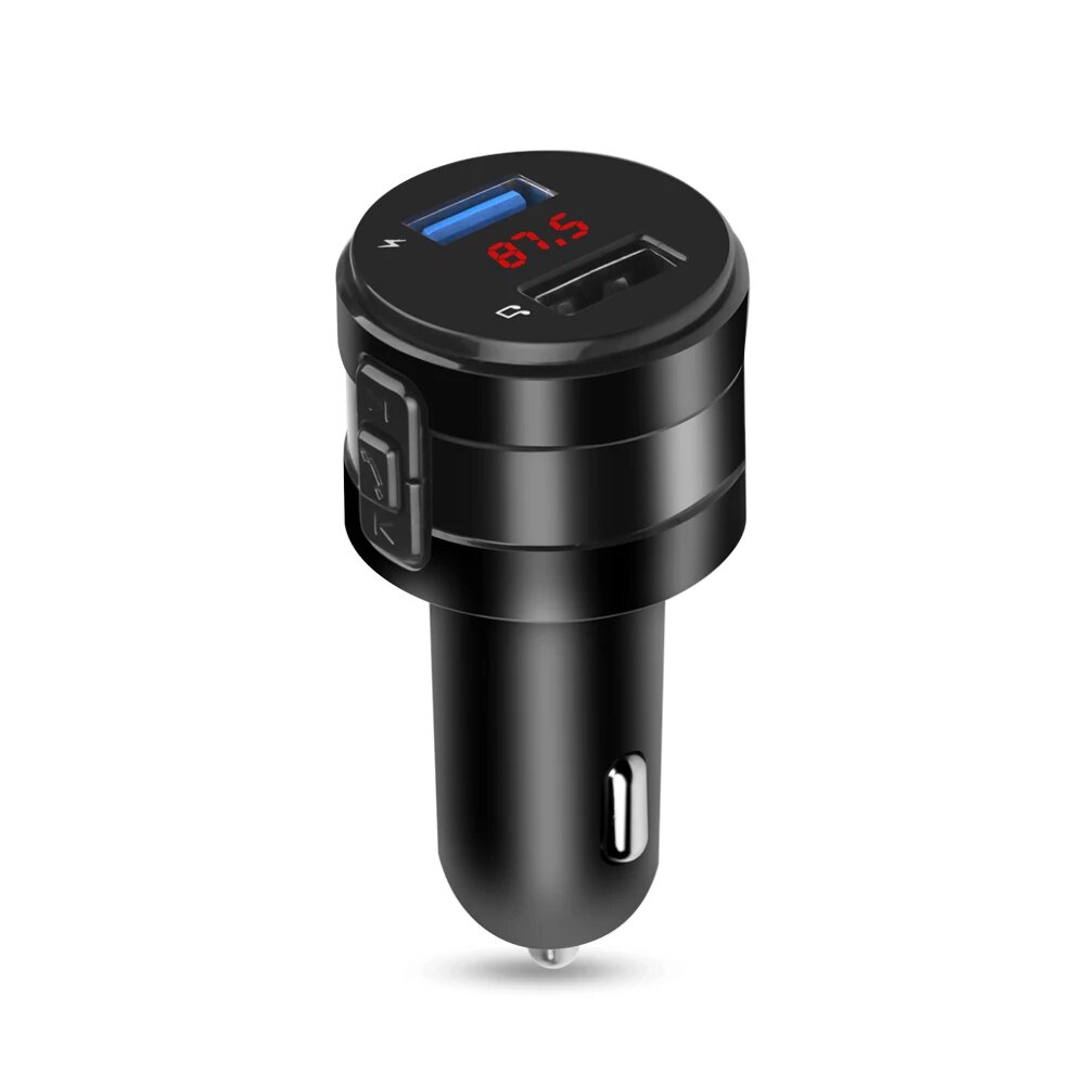Bluetooth 4,2 FM-передатчик 2.1A с двумя портами USB, модулятор, автомобильное зарядное устройство, громкая связь, MP3-плеер, адаптер прикуривателя, Black