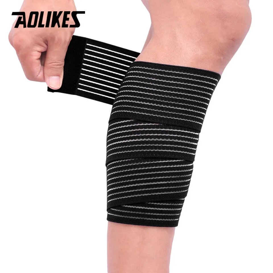 AOLIKES 1 шт. 90 см 120 см эластичная повязка спортивный бандаж для поддержки колена наколенники физическое оформление для голеностопа наручные повязки, 90cm, Черный
