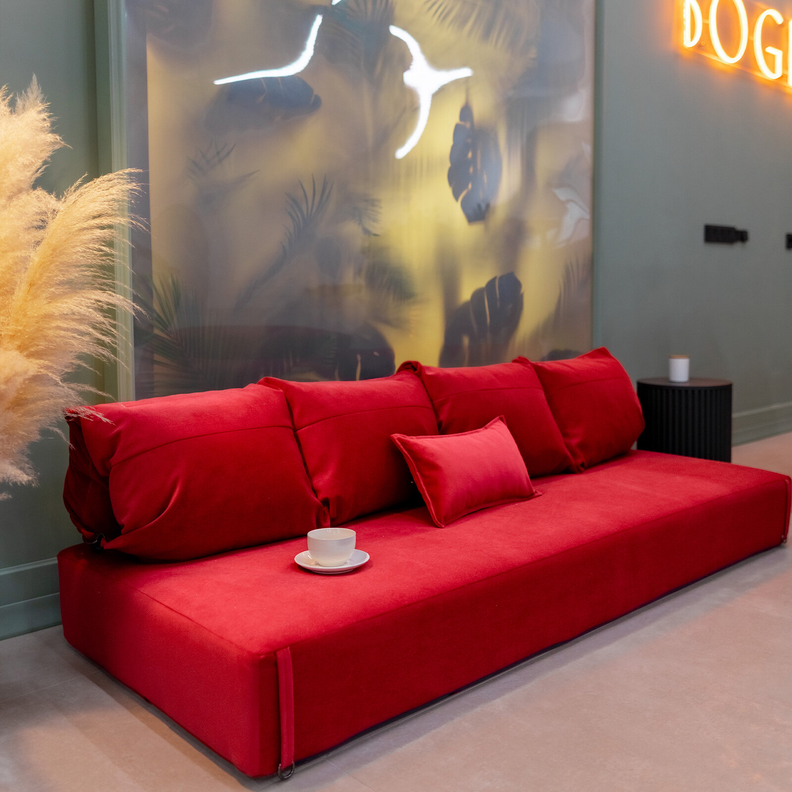 Диван кровать прямой MIELLA Amore 80х200 см. со спинкой/2 спинки (2 складных подушки)