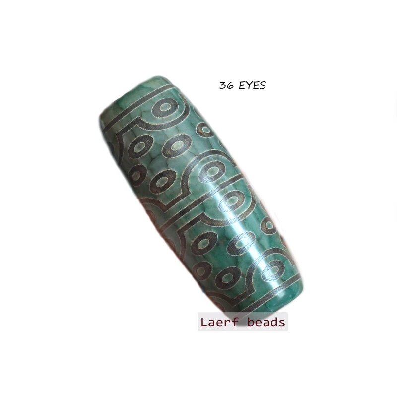 Зеленые серые тибетские бусины Дзи лаerf beads, RuYi, 1pcs — фото 1
