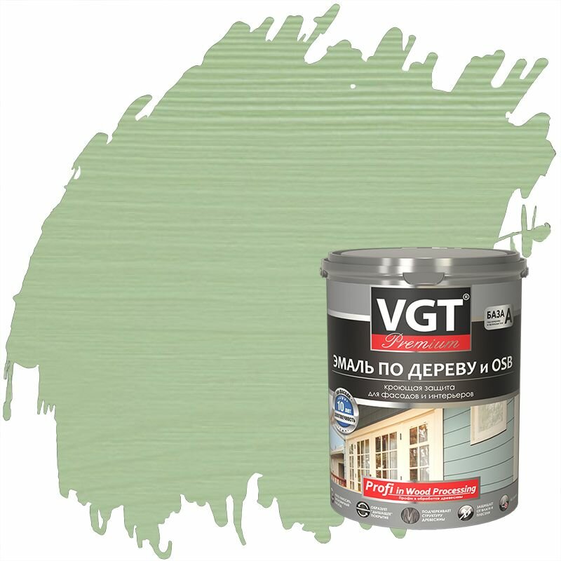 Эмаль по дереву и OSB VGT Premium полуматовая (1кг) фисташковый