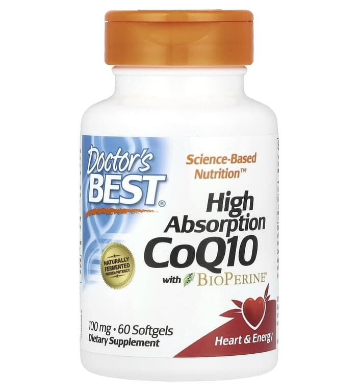 Doctor's Best High Absorption CoQ10 with BioPerine, Коэнзим Q10 с высокой абсорбцией и биоперином 100 мг 60 капсул