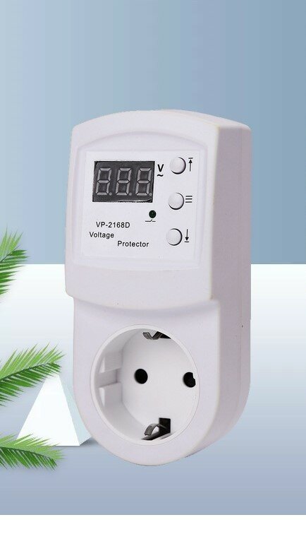 Реле контроля напряжения в розетку, с дисплеем VP-2168 D 16A