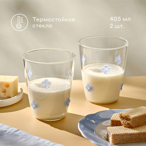Набор стаканов Pragma Opoko KCT240065-1 405 мл 2 шт прозрачныйголубой 1790₽