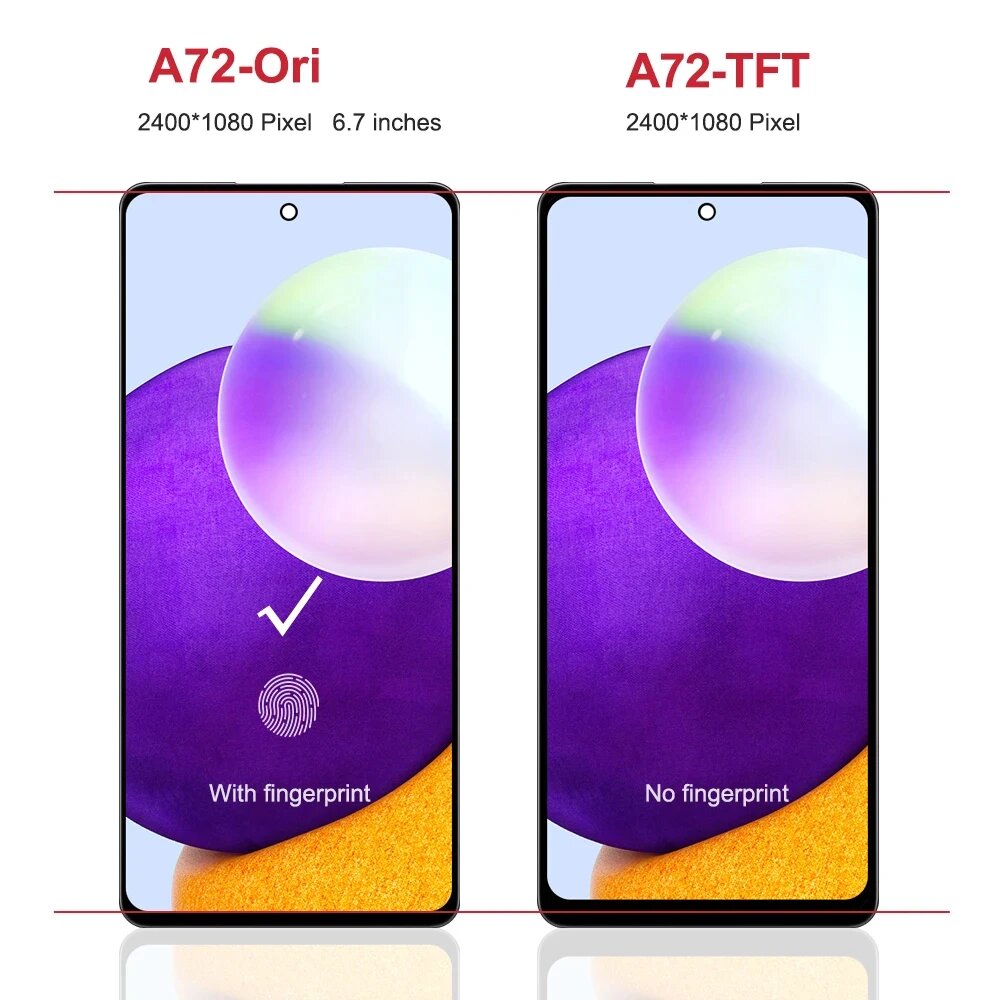 100% протестировано для Samsung A72 4G SM-A725F A725M ЖК-дисплей, дигитайзер сенсорного экрана в сборе, замена для Samsung A72 LCD, With White Frame — фото 1