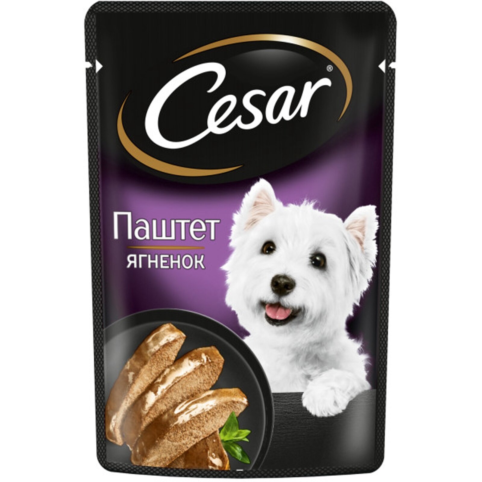 45 шт. Влажный корм Cesar для собак, паштет с ягнёнком, пауч, 80 г
