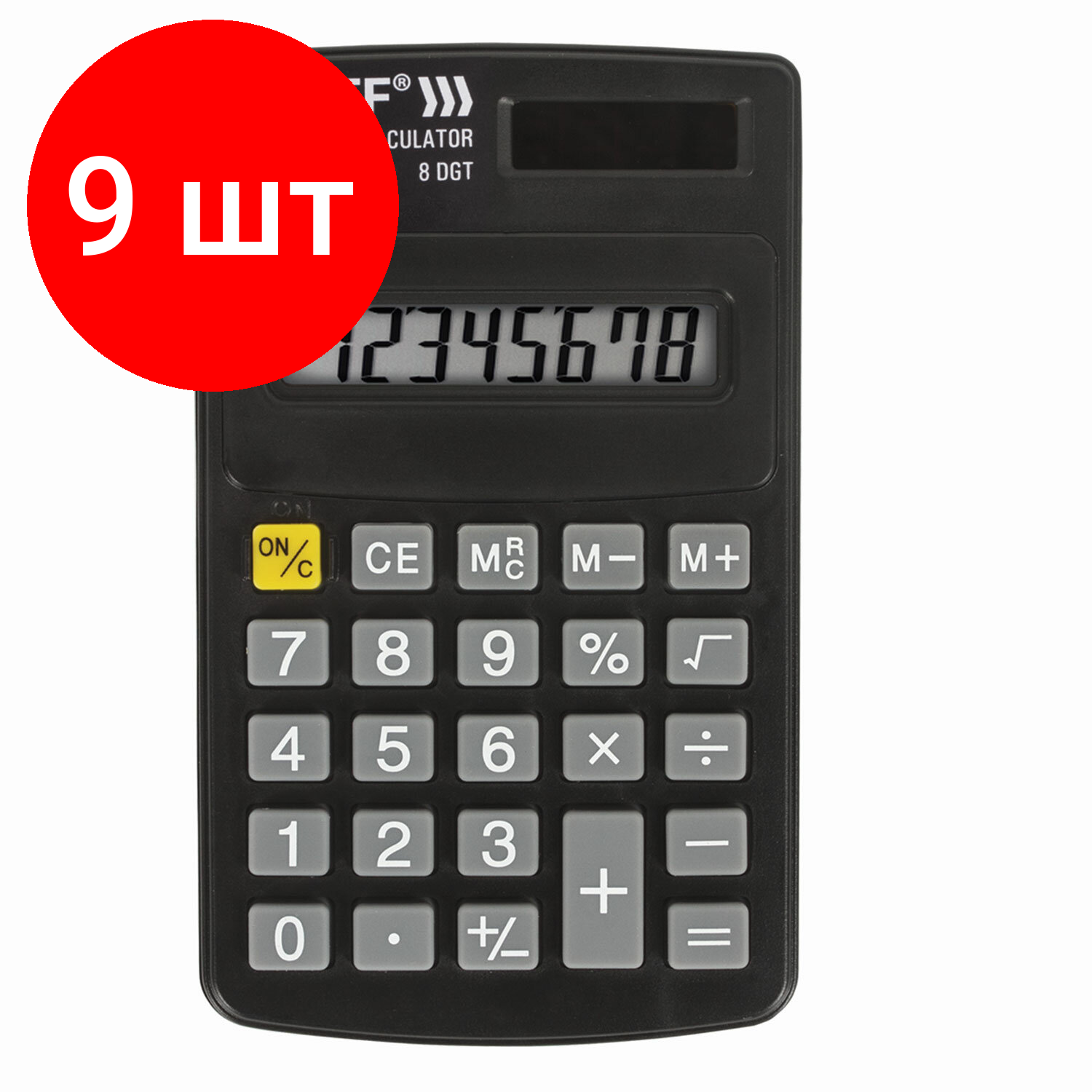 Комплект 9 шт, Калькулятор карманный STAFF STF-818 (102х62 мм), 8 разрядов, двойное питание, 250142