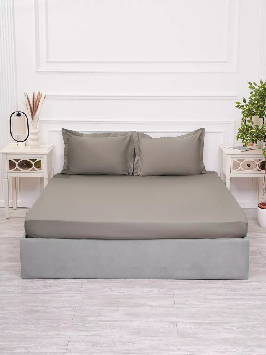 Простыня на резинке SANPA HOME160х200 см cатин делюкс, двухспальная, 100% хлопок