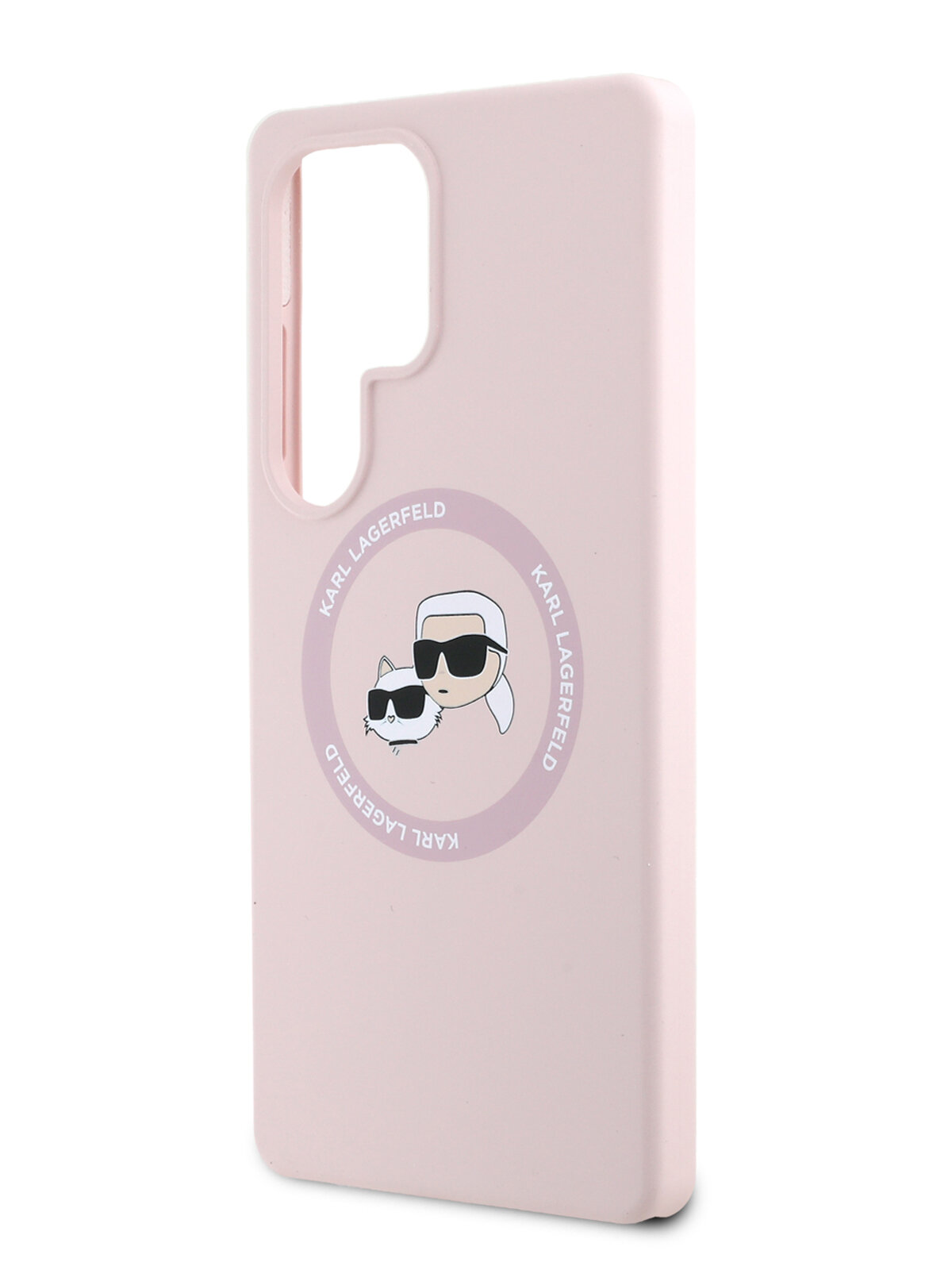 Lagerfeld для Galaxy S25 Ultra чехол Liquid Silicone NFT Karl & Choupette Head Hard Pink (MagSafe)
