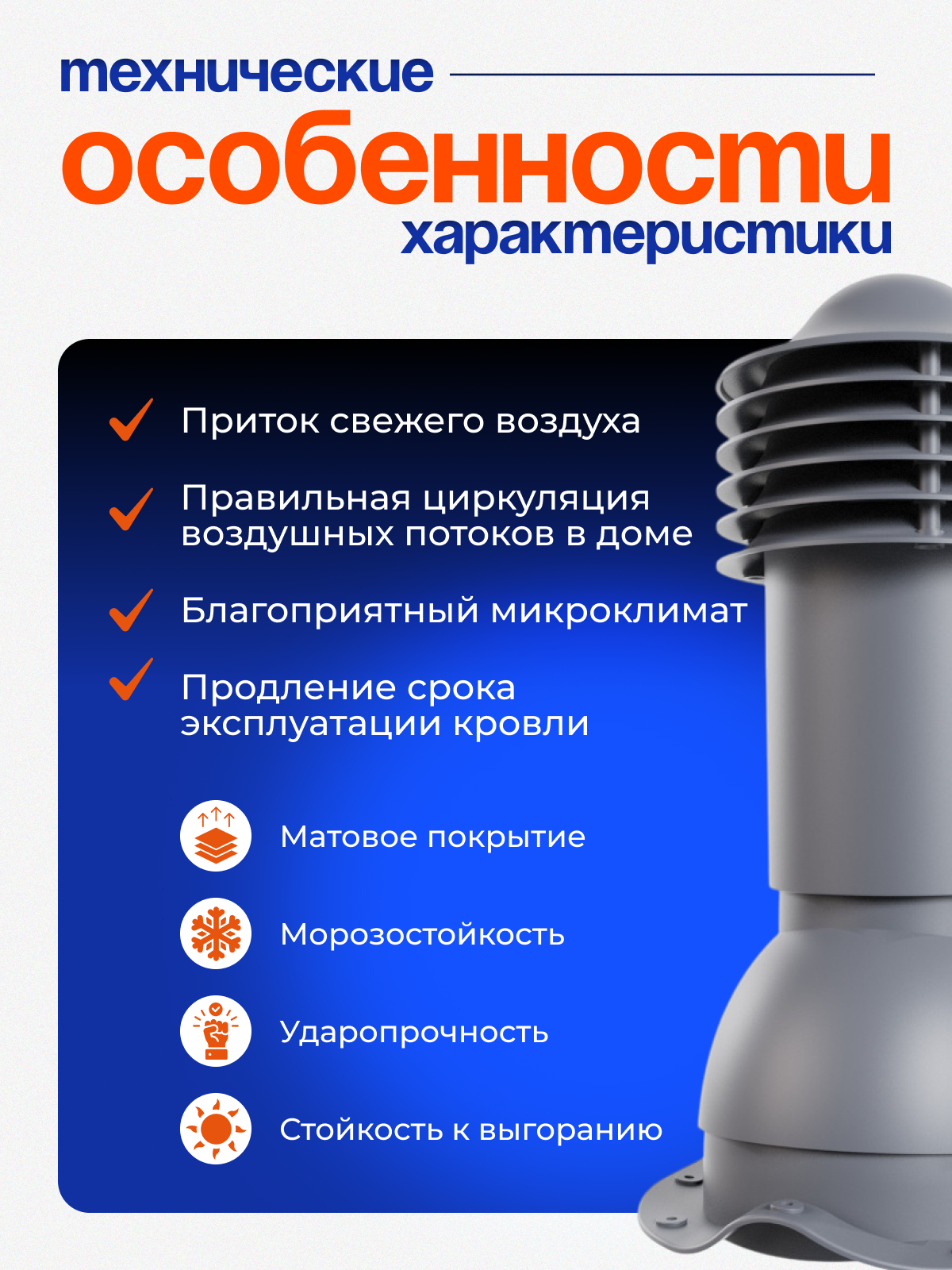Труба вентиляционная утепленная Viotto d 110 мм для металлочерепицы RAL 7024 графитовый серый — фото 1