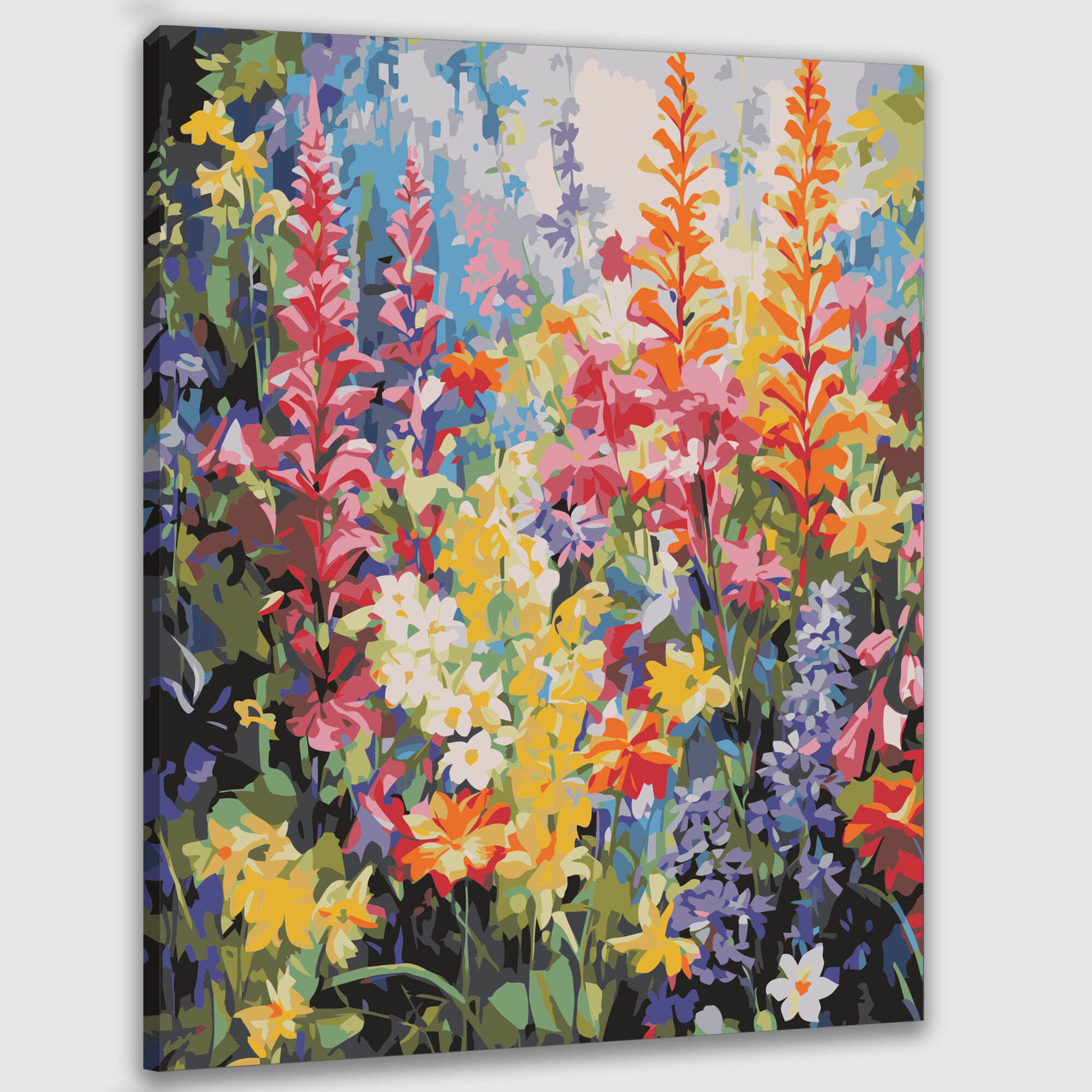 Картина по номерам 40x50 см, картина, масло, сад, пышный, цветы, лепестки, прорисовка, мазки кисти, цветовая палитра