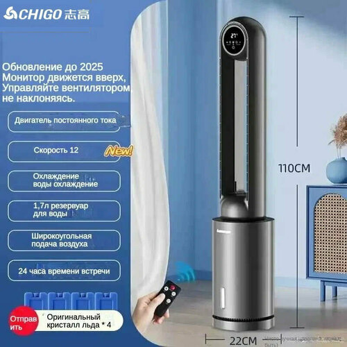 Напольный вентилятор CHIGO черно-серый черный матовый 881600₽