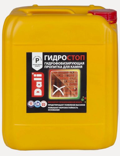 Изображение товара Пропитка гидрофобизирующая для камня и кирпича Dali Гидростоп (10л)