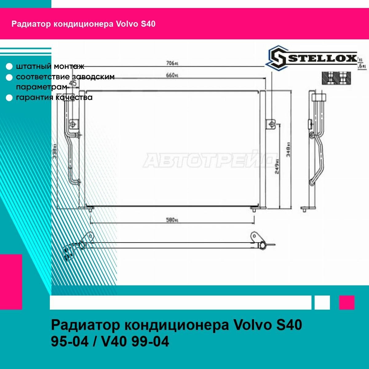Радиатор кондиционера Volvo S40 95-04 V40 99-04