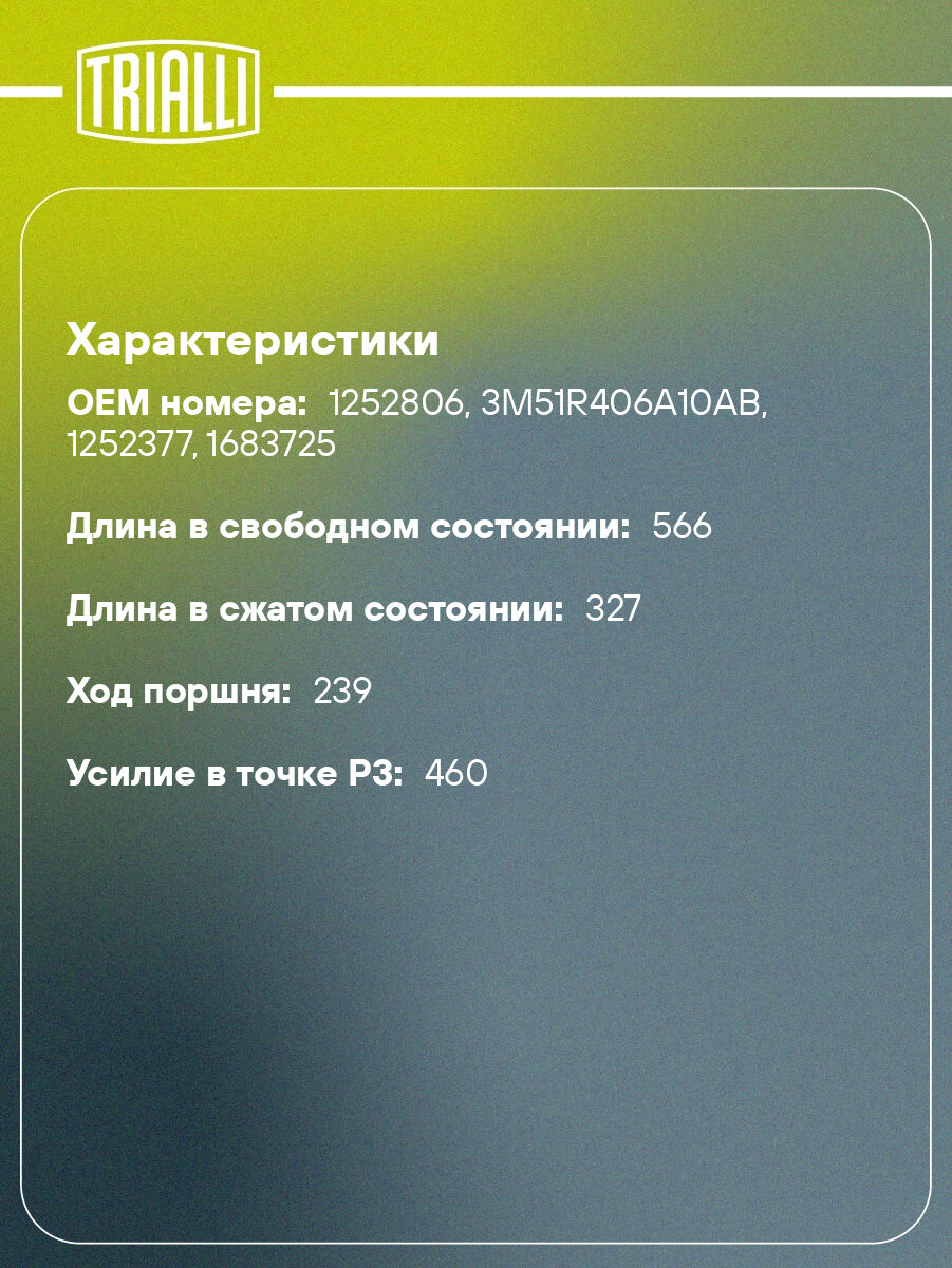 Амортизатор (упор) крышки багажника для автомобиля Ford Focus C-MAX (03-)/C-MAX (07-) GS 1001 TRIALLI — фото 1