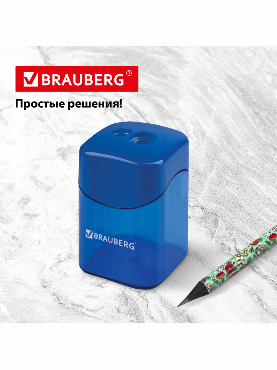 Точилка ручная для цветных / простых / косметических карандашей с контейнером? 2 диаметров Brauberg Win, Комплект 2 штуки, 880448 — фото 1