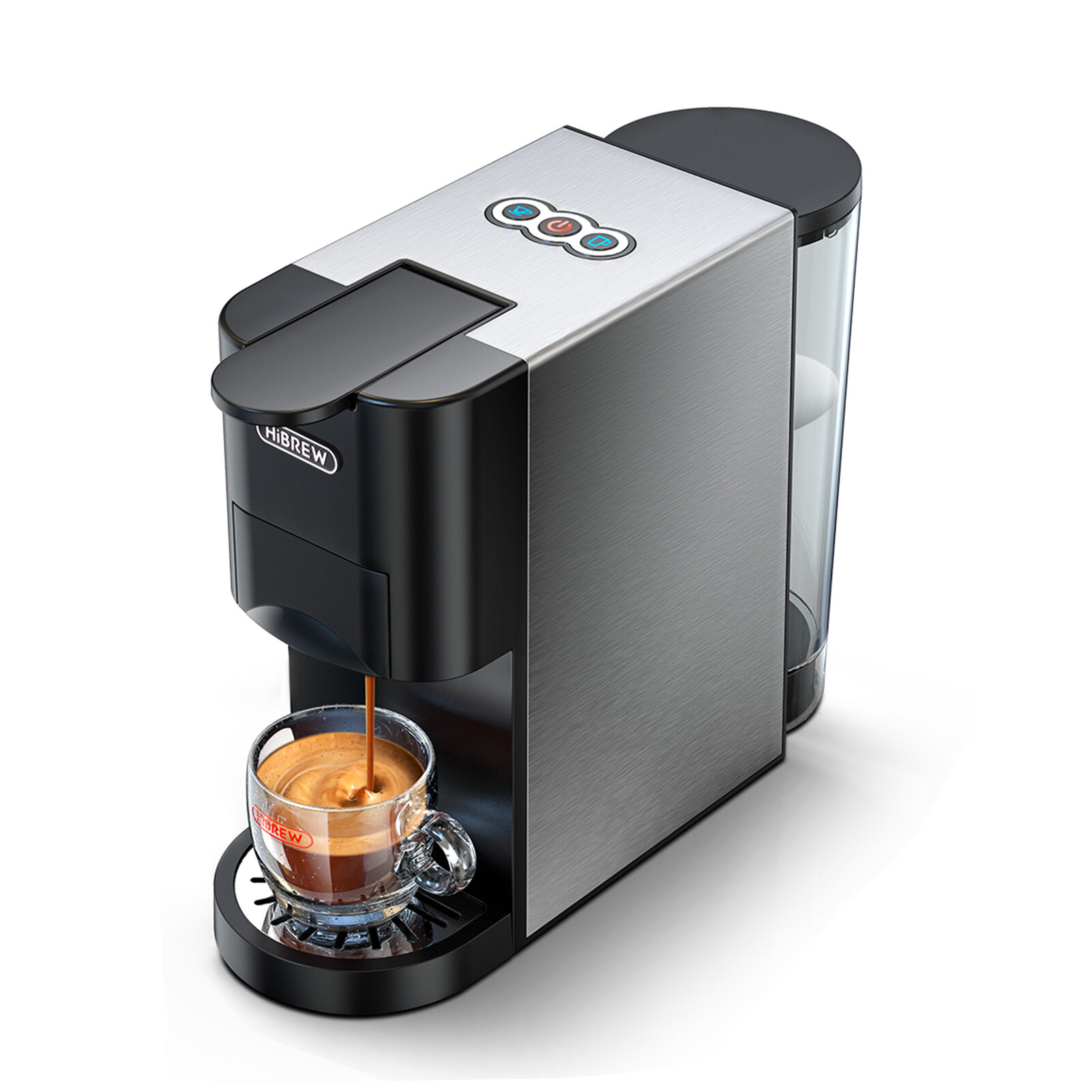 Кофемашина HiBREW 5 в 1 с мини-заваркой и подогревом, 19 Бар, 800мл, работает с капсулами NES/DG/ESE и молотым кофе