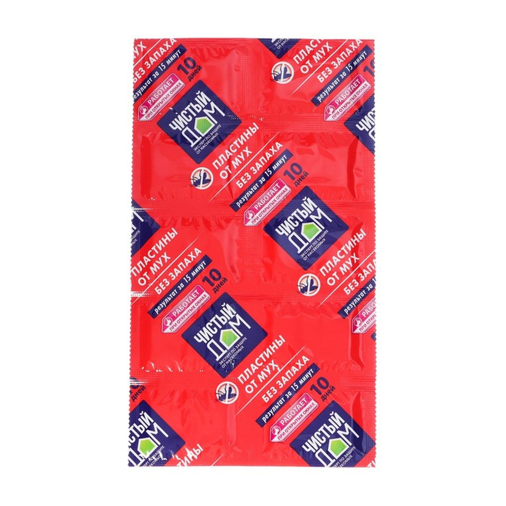Пластины от мух и комаров Чистый дом без запаха красные 10 штук