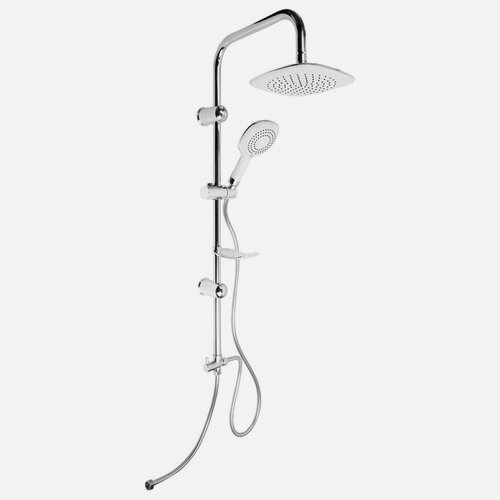Изображение товара Душевая система ZEIN Z4312, тропич и ручная лейка 3 режима, шланги, стойка, мыльница, хром