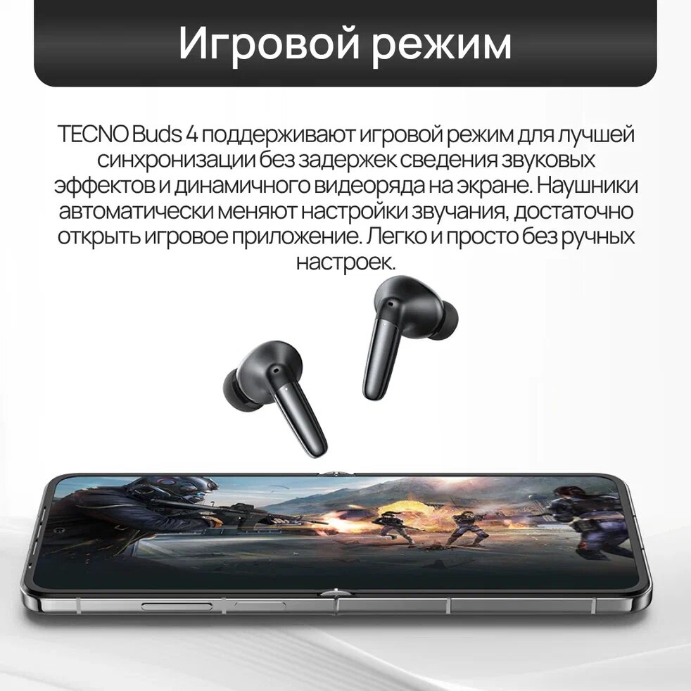Беспроводные наушники Tecno Buds 4 - белые — фото 1