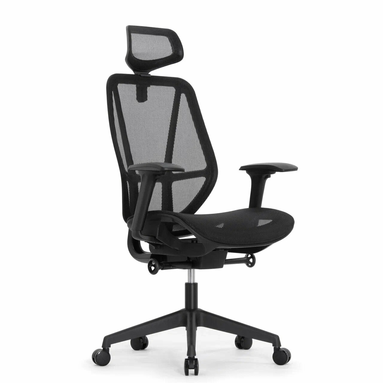 Кресло FALTO HOP ECO HT-702A (Чёрный каркас, обивка сетка чёрный, подголовник)