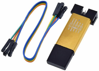 ISP программатор ST-LINK V2 для STM8 и STM32 микроконтроллеров, USB разъем, 10 pin, цвет случайный, 1 шт.