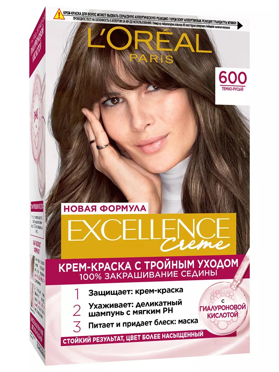 Крем-краска для волос L'Oreal Excellence Creme, тон 600 Темно-русый