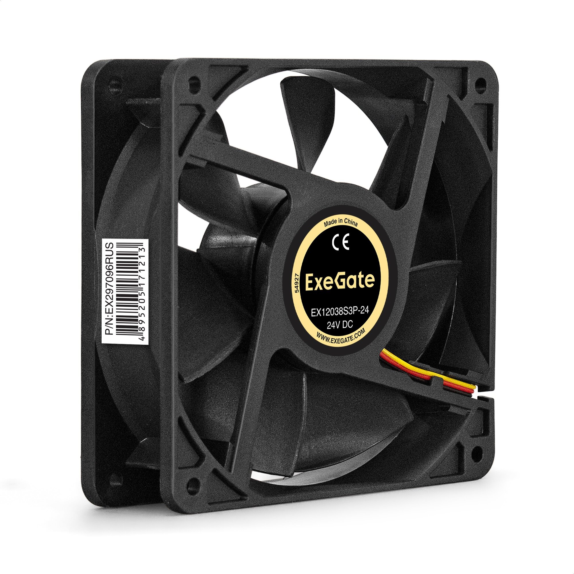 Вентилятор 24В DC ExeGate EX12038S3P-24 (120x120x38 мм Sleeve bearing (подшипник скольжения) 3pin 3000RPM 46dBA) EX297096RUS