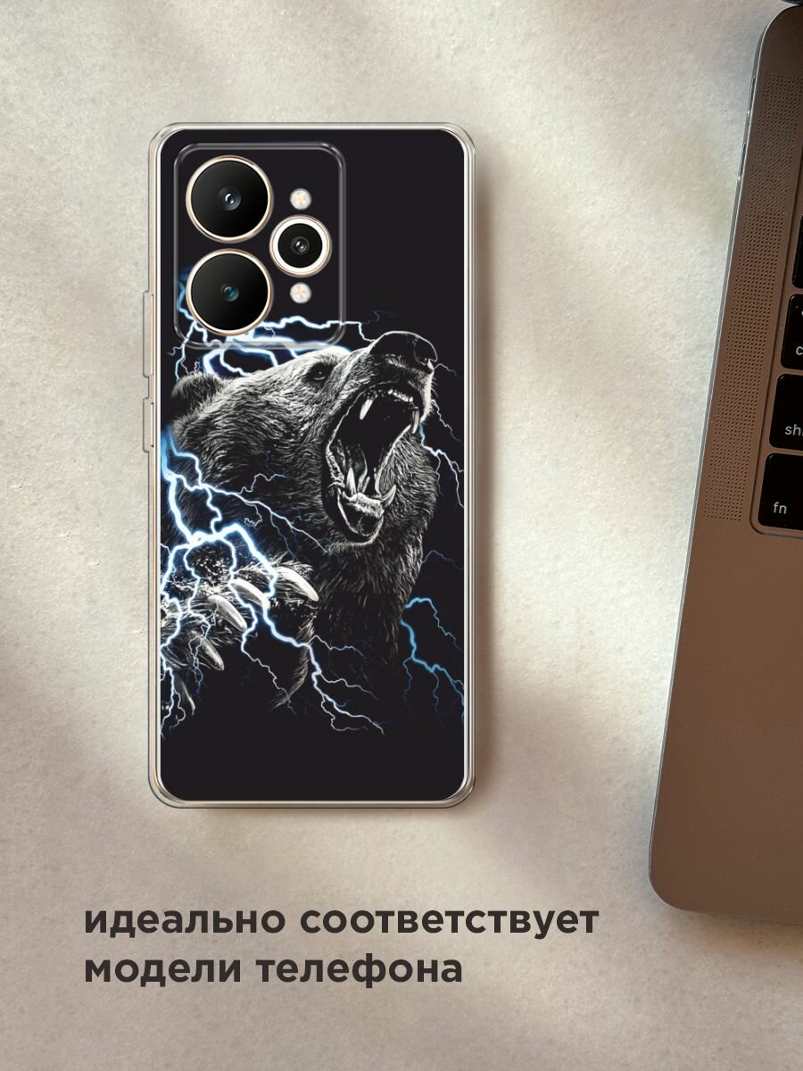 Силиконовый чехол на Realme 15 / Реалми 15 с принтом "Гроза и медведь" — фото 1