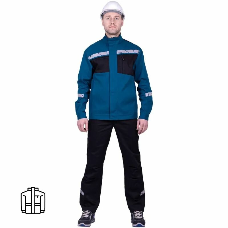 Куртка рабочая КНР летняя мужская стронг бирюзовая черная р 104-108 р 182-188