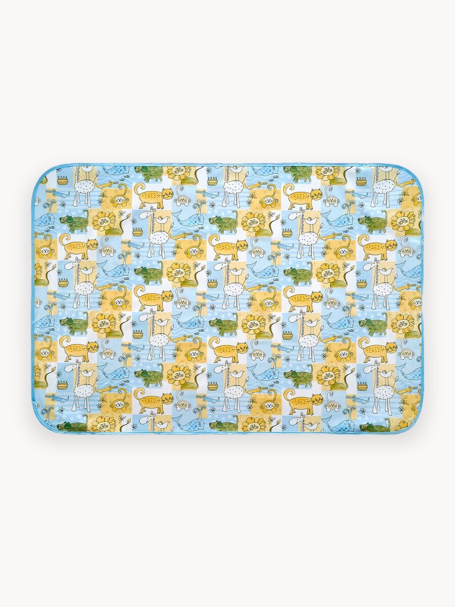 Клеёнка-наматрасник подкладная с резинками-держателями ZOO от ROXY-KIDS 70х100 см, цвет желто-синий