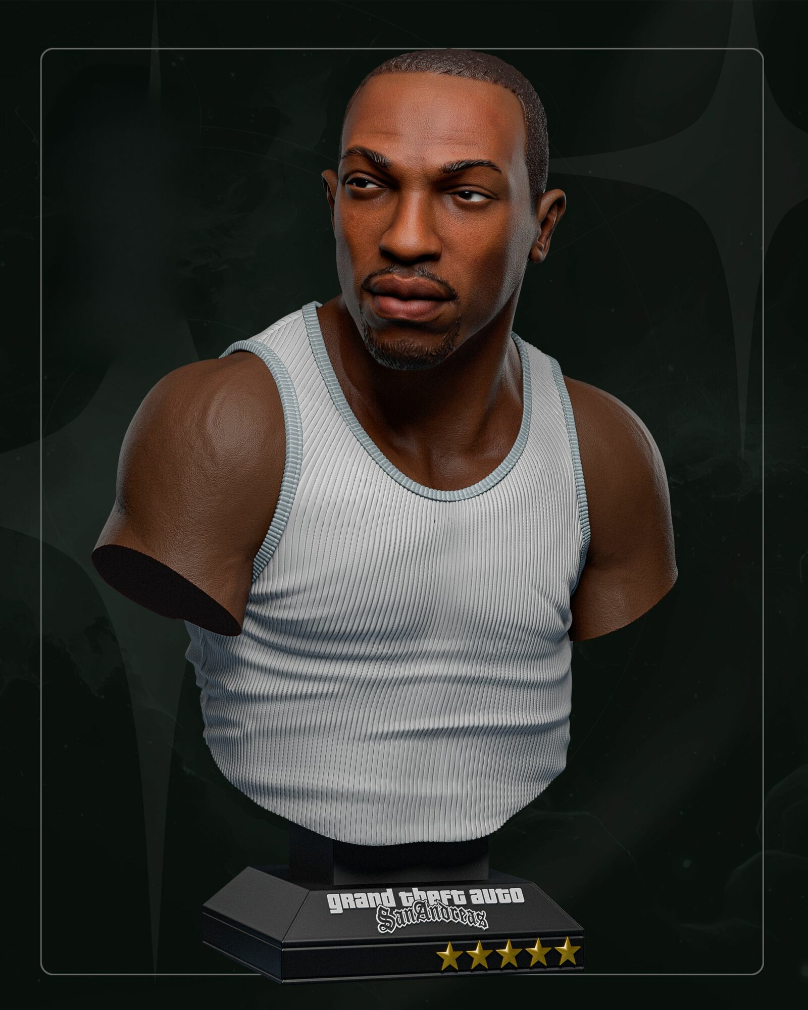 Бюст CJ (GTA San Andreas) под покраску 18 см
