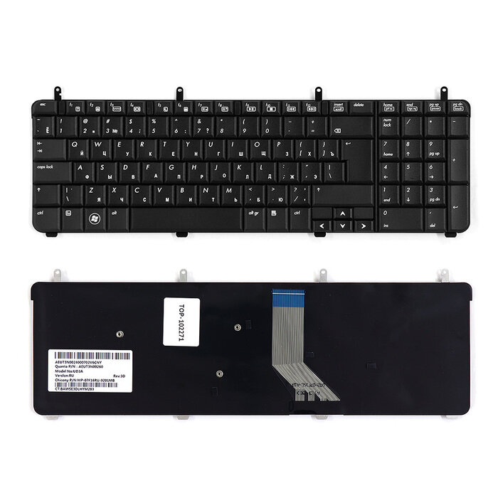 Клавиатура для ноутбука HP Pavilion DV7-2000 DV7-3000 DV7t-3000 Series. Г-образный Enter. Черная без рамки. NSK-H8W0R NSK-H8Q0R.