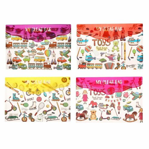 Набор папок-конвертов на кнопке А4 160 мкр 12 штук микс 1172₽