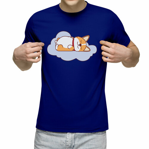 мужская футболка спящая капибара s белый Футболка Us Basic, размер 2XL, синий