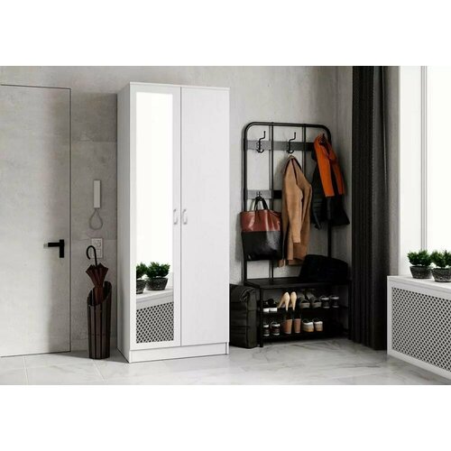 Шкаф распашной Ронда (Бассо) двухдверный ШК-20 с зеркалом дизайн 4